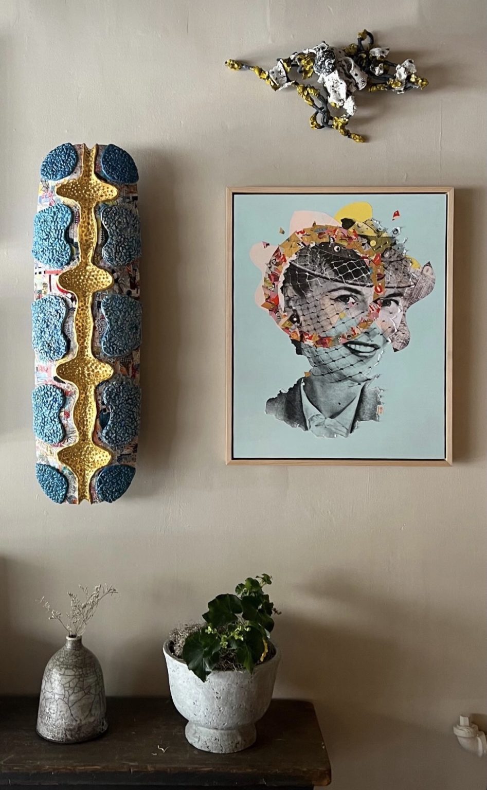 Gallery 2 - Turning the Light Around, 30 x 24 inches, acrylic transfer, collage, + 23K gold leaf on panel